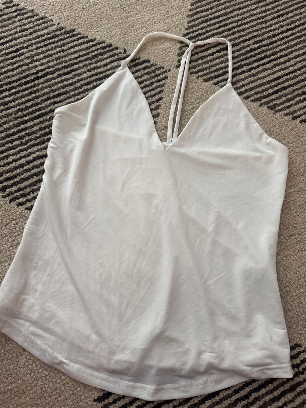 vintage 2015 White V-Neck Spaghetti Strap Women's Top